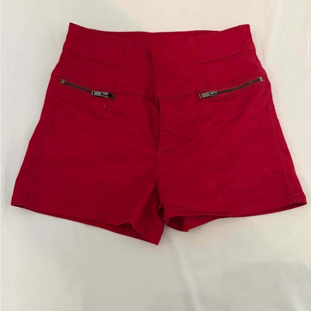 Tinseltown Women's High Waist Shorts in Bold Red